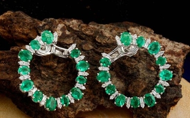 Emerald Si/Hi Diamond Stud Earrings 18K White Gold