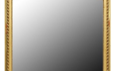 FRENCH LOUIS XVI STYLE RIBBON CREST GILTWOOD MIRROR, 55" X 32.5"