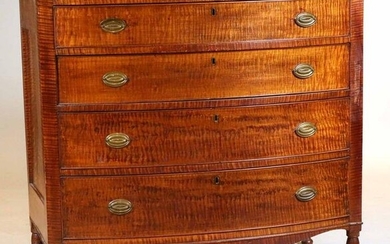 Federal Tiger Maple Bowfront Chest of Drawers
