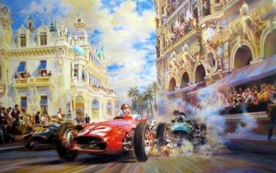 Fine Art Print "Dicing At Casino Square" - Maserati 250F/Juan Manuel Fangio - Vanwall/Tony Brooks - Monaco Grand Prix - 1957