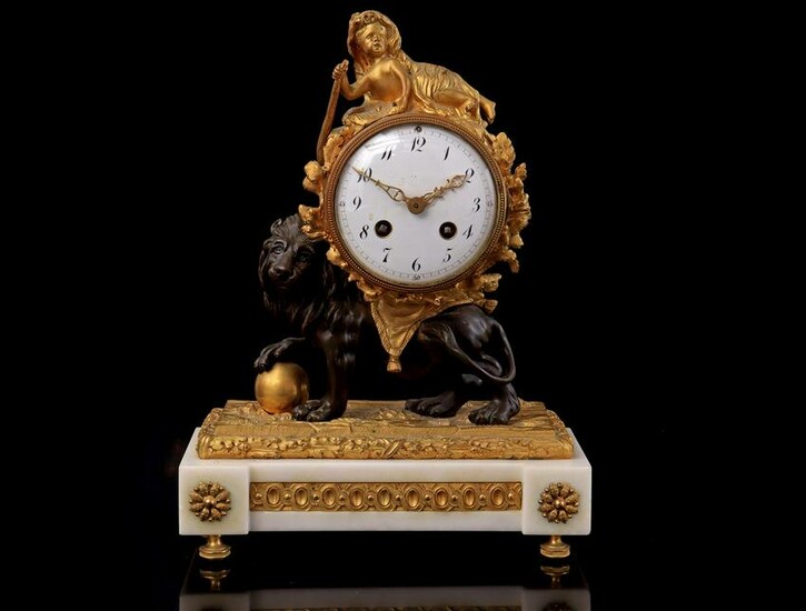 Fire-gilt Empire clock