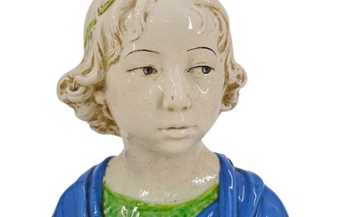 Florentine Majolica Bust of a Youth