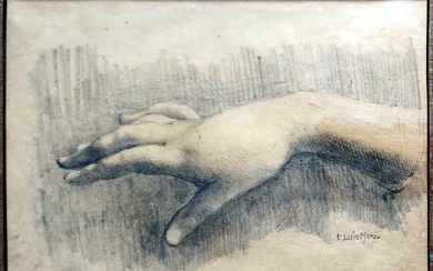 Francis Luis Mora: Right Palm, Charcoal Study