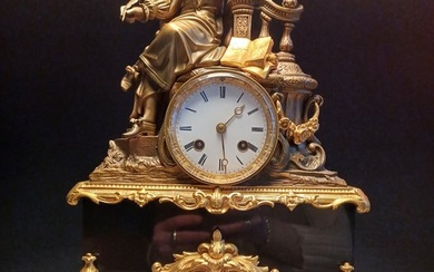 Figural mantel clock, Louis Philippe-stijl - Gilt bronze - 1850-1860