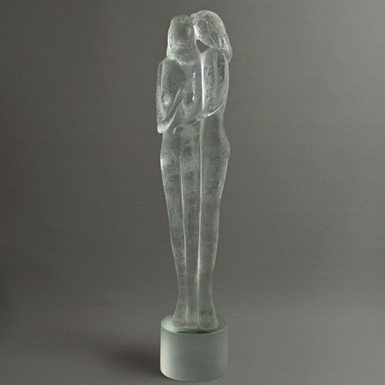 Fratelli Toso - "Lovers", Sculpture (h 83 cm, 14 kg) - Corroded Glass