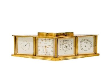 French Angelus Super Weather Station Four Face Brass Desk Clock