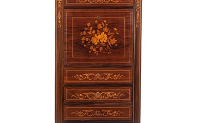 French Empire Inlaid Secretaire a Abattant