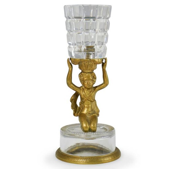 French Figural Bronze Candle Holder