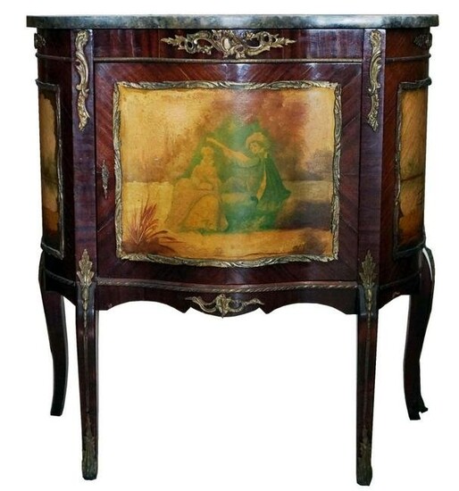French Style Marble Top Side Cabinet