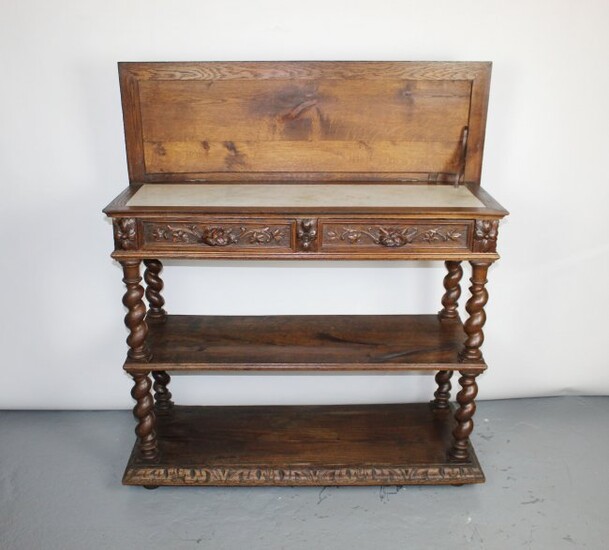 French lift top tiered server with barley twist columns