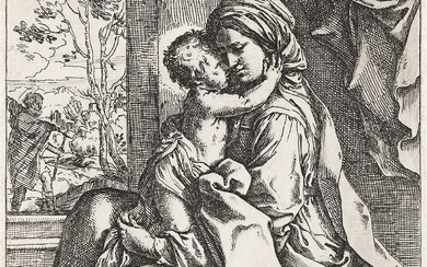 GUIDO RENI The Madonna and Child with St. Joseph in the Background Etching...