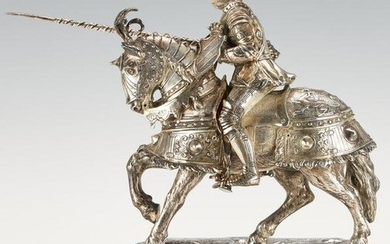 German Sterling Silver Figure of Knight on Horseback