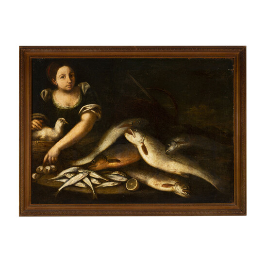Giacomo Legi (Liegi 1600 - Milano 1640) attribuito Pescivendola...