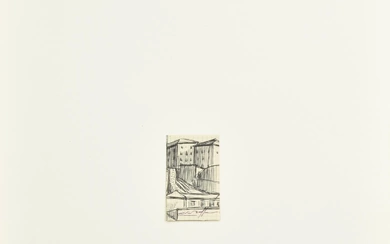 Giovanni Boffa SCENA URBANA biro su carta quadrettata, cm 7,5x4,5 firma