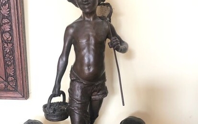 Giovanni De Martino (1870-1935) - Two children busts & young crab catcher (3) - Bronze - First half 20th century