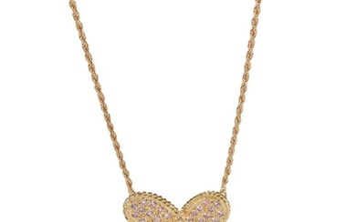 Graff Pink & White Diamond Butterfly Necklace in 18K Yellow Gold 0.75 CTW