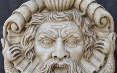 Great mask, Neptune. 60x57 Cm. - Carrara marble - 2000-Present