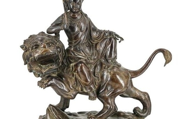 Guan Yin on Lion Bronze