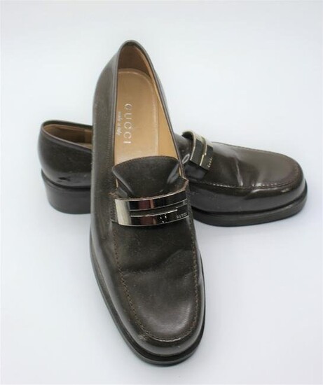Gucci Brown Vinyl Loafers
