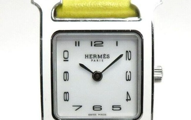 HERMES HH1.220 H Watch Quartz Leather Belt Yellow White Dial Ladies Watch