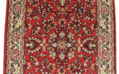 Hand-Knotted Vintage Red Floral 34X49 Oriental Rug tribal Wool Decor Carpet