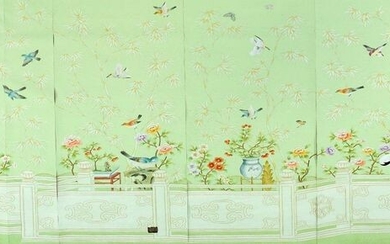 Handmade wallpaper decoration in the taste of the Chinese wallpapers of the first third of the 19th century for export
