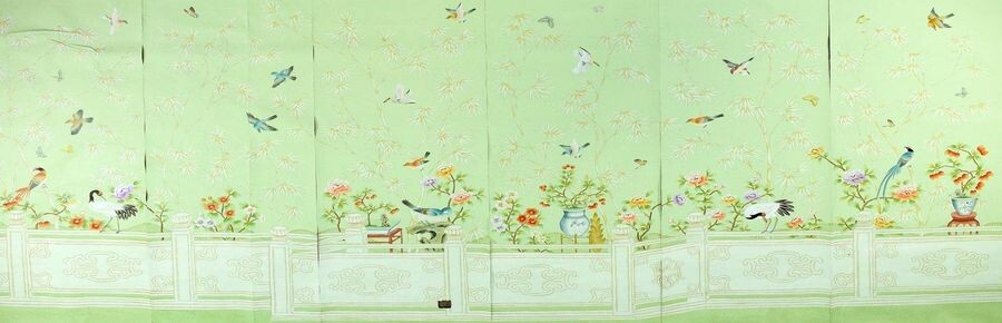 Handmade wallpaper decoration in the taste of the Chinese wallpapers of the first third of the 19th century for export