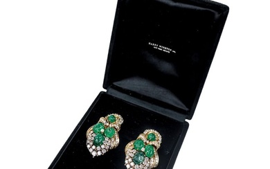 Harry Winston Diamond & Emerald Earrings