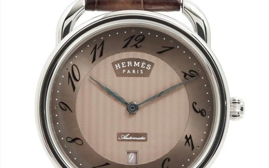 Hermes Arceau AR8.61aq Automatic Stainless Steel Leather Mens Watch