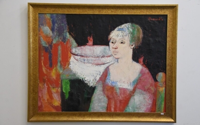 Huile sur toile signée Roger Somville "Portrait de Simone" (90 x 115cm)