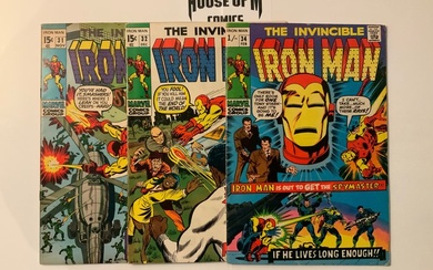 Invincible Iron Man (1968 Series) # 31, 32 & 34 Bronze Age Gems! - 3 Comic collection - First edition - 1970/1971