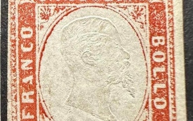 Italian Ancient States - Sardinia 1857 - Sardinia IV issue 40 cent dark orange vermilion - Sassone 16Ab