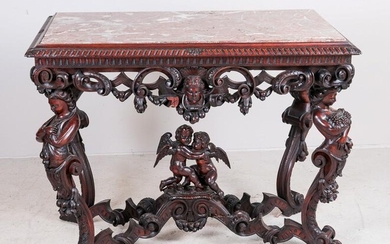 Italian Carved Walnut Baroque Style Table, c. 1880
