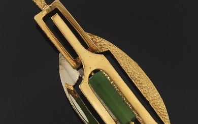 Italian Modernist Gold and Jade Pendant