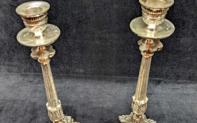 JIJ 2 Electroplated Silver Candlestick Holders
