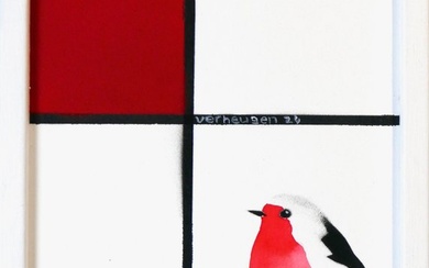 Jos Verheugen - Free after Mondrian, with robin (A224)