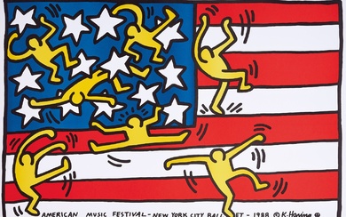 KEITH HARING 1958-1990 American Music Festival 1988 - Offset, impression avec l'aimable autorisation de Philip...