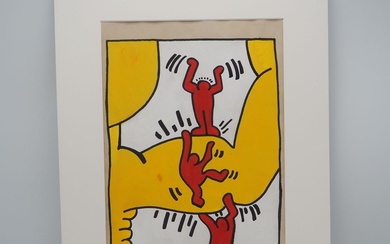 Keith Haring (1958-1990) / Artwork registry : Technique mixte datée 1985, encre de Chine et...