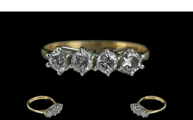 Ladies 18ct Gold Attractive 4 Stone Diamond Set Ring - Marke...
