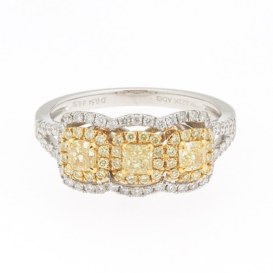 Ladies' Fancy Yellow Diamond and White Diamond Ring