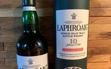Laphroaig 10 years old Red Stripe - Cask Strength - Original bottling - b. 2000s - 70cl