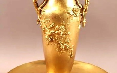 Large 13" Antique Gilt Bronze Epergne Vase