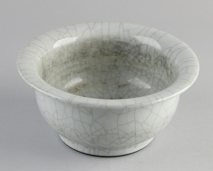 Large Chinese celadon bowl with white crackle glaze and