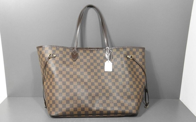 Louis Vuitton bag Neverfull GM model in ebony checkerboard canvas