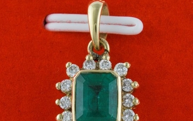 Luxury - 18 kt. Yellow gold - Pendant Emerald - Diamonds