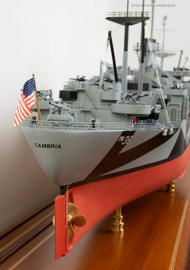 MODEL OF THE USS CAMBRIA (APA-36) DURING THE 1945
