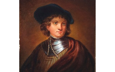 Maître inconnu d'après Rembrandt van Rijn Fin du 19e siècle Autoportrait en jeune homme Huile...