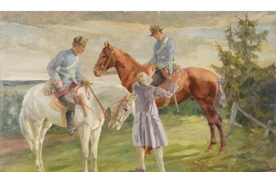 Manner of August Wedel - Soldiers on horseback, German schoo...