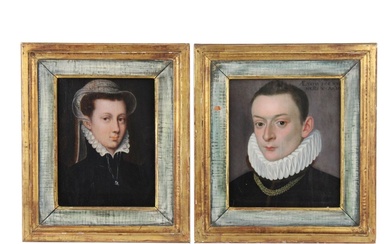 Manner of Francois Clouet, French 1510-1572, Pair of Portraits, Oil...