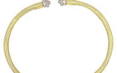 Matthias & Claire Flexi 18 Karat Yellow Gold with Diamond Accents Cuff Bracelet